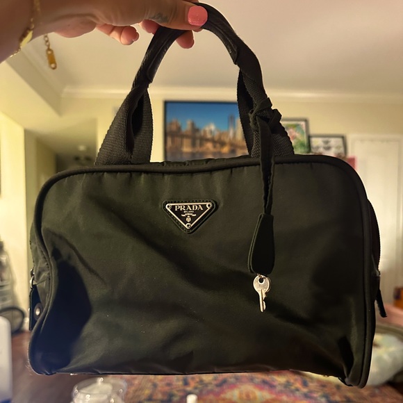 PRADA Vintage Nylon Tessuto Hand Bag Rectangle Purse Khaki Green - Picture 3 of 16